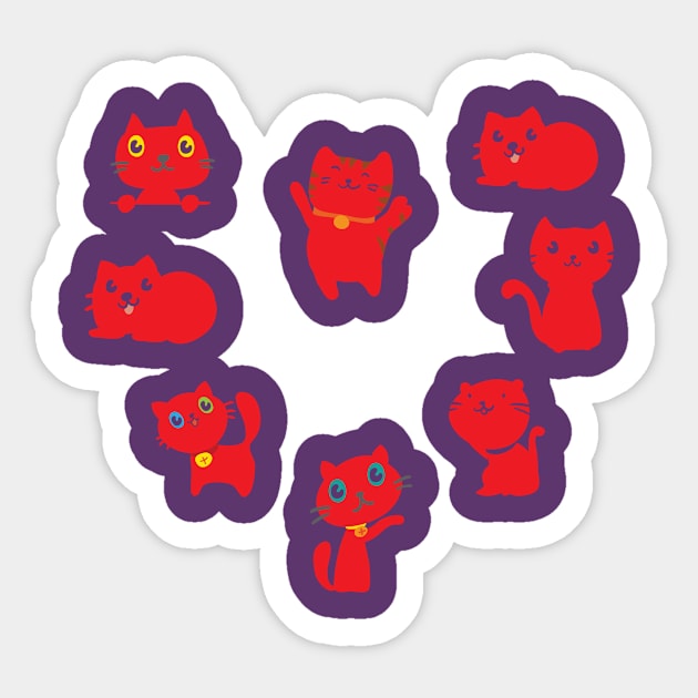 Katzen Herz Cat Heart Sticker by HBfunshirts